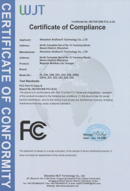 Z2 is certified by the FCC